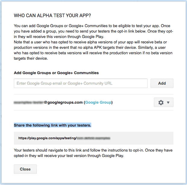 Alpha testers