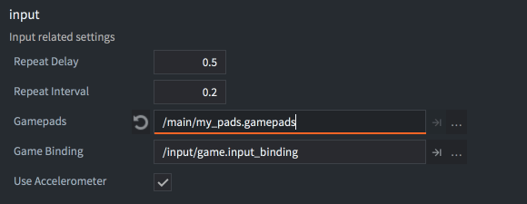 Gamepad settings