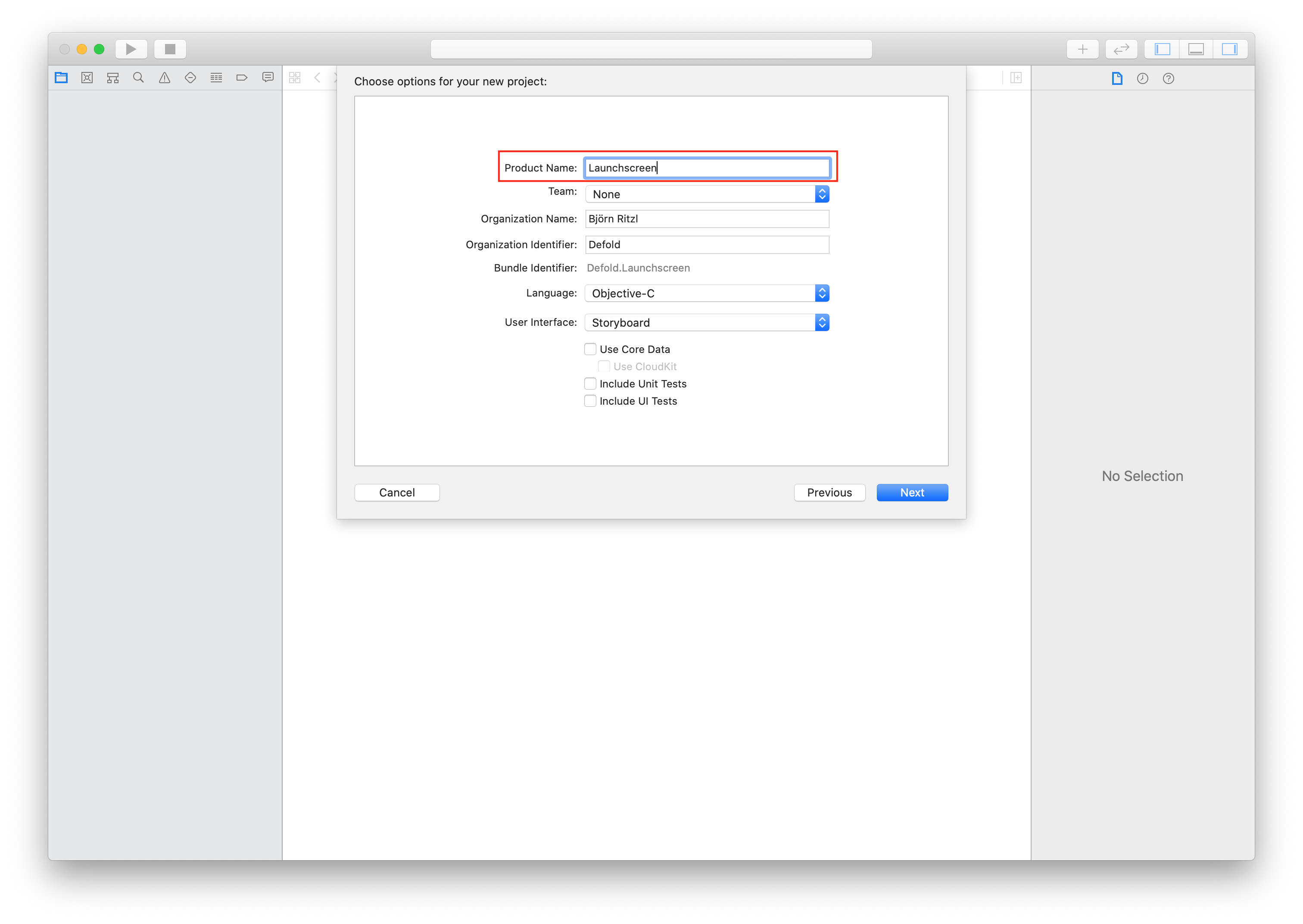 Project settings