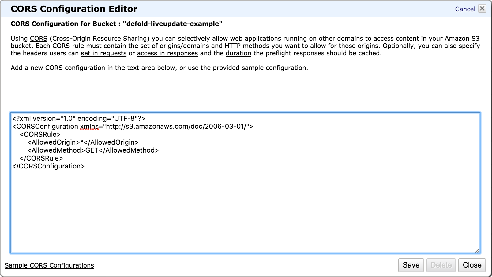 CORS configuration