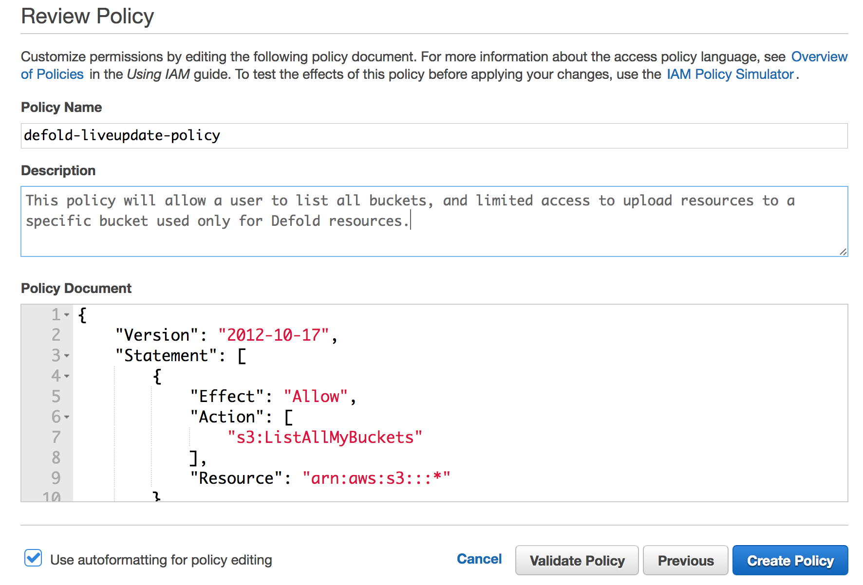 IAM policy